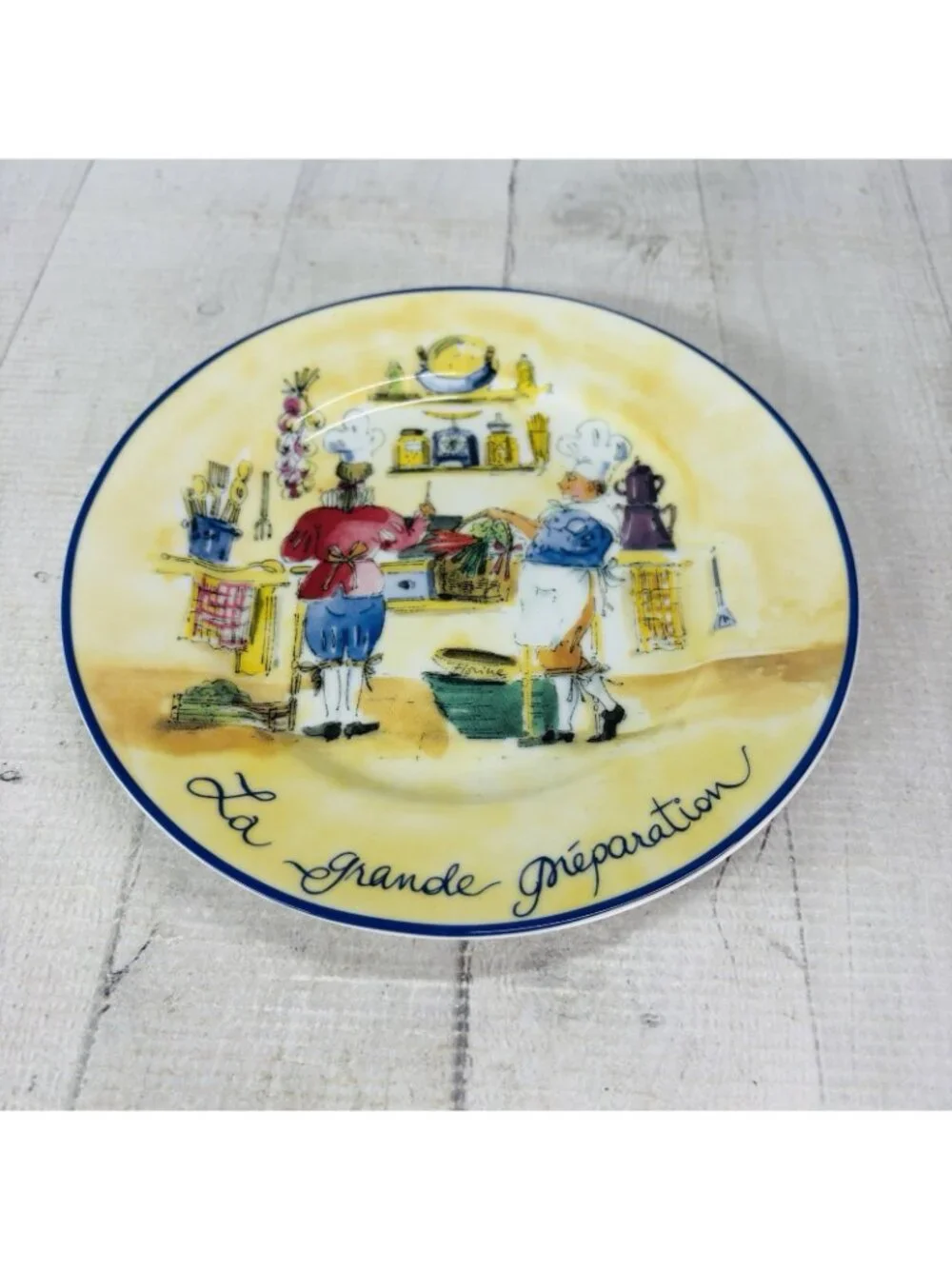 Vintage William Sonoma FRENCH CHEF Cooking Salad Dessert Plates Complete Set 6